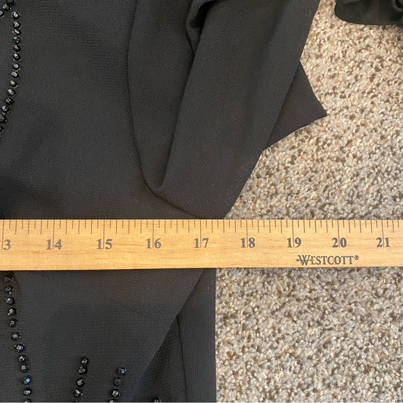 Vintage 1980s Elegant Gothic Black Beaded Women's Top Sheer Bell Sleeves, Size M - Picture 6 of 10